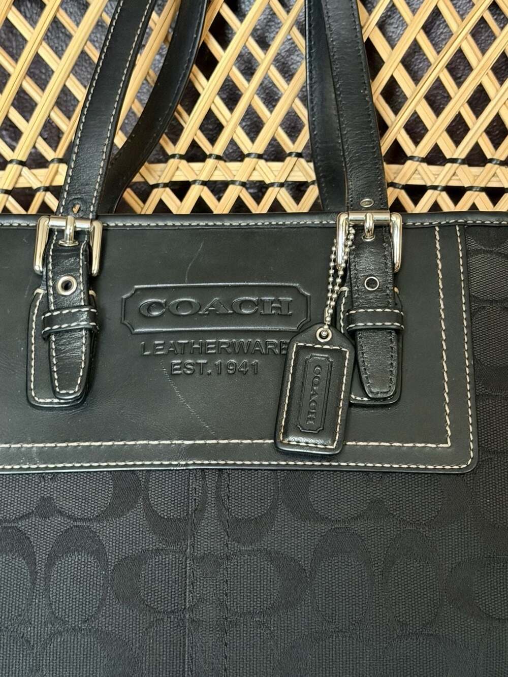 Coach Legacy Signature Canvas Black Tote Bag